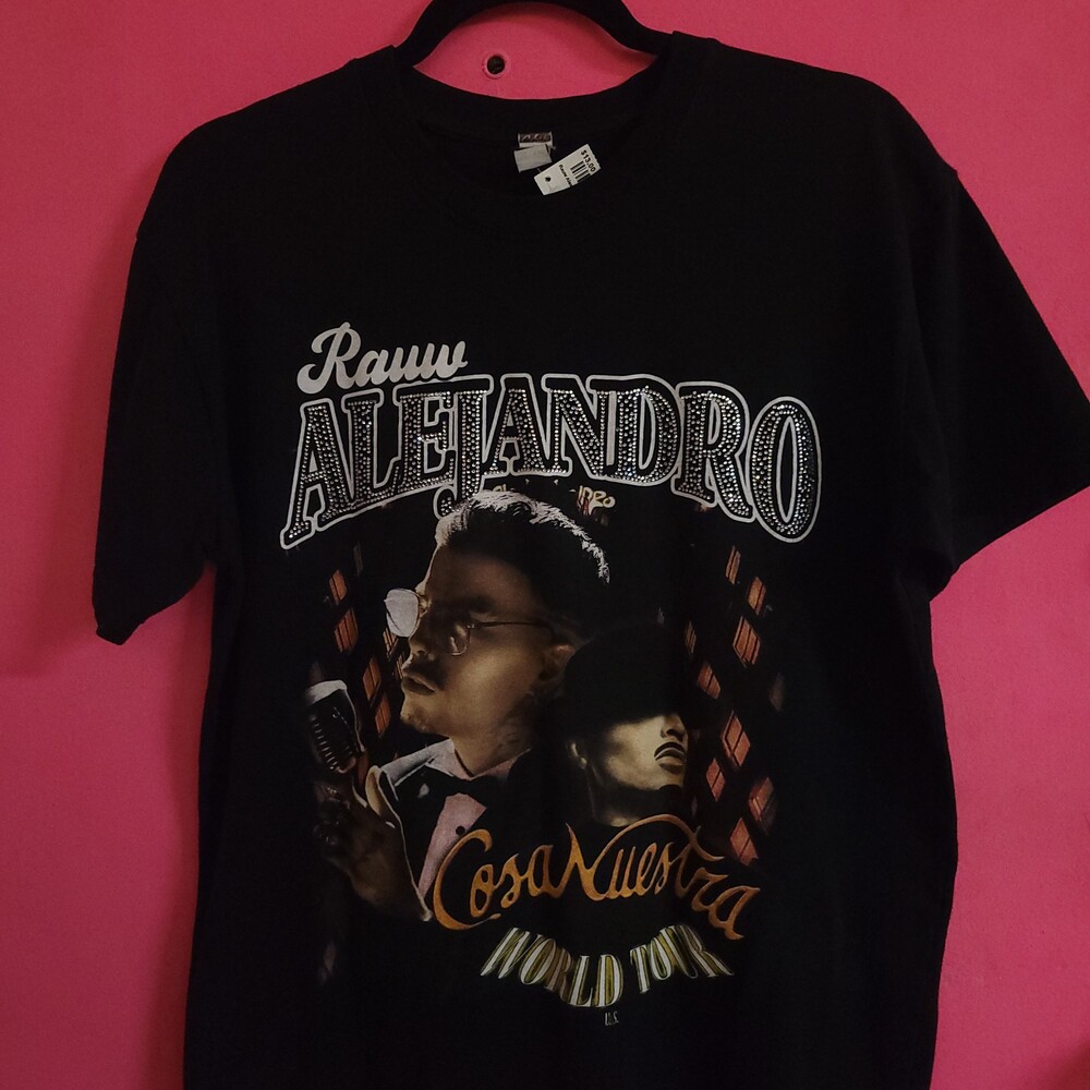 Raww Alejandro Black medium Cotton Short Sleeve Graphic Rhinestone T-Shirt